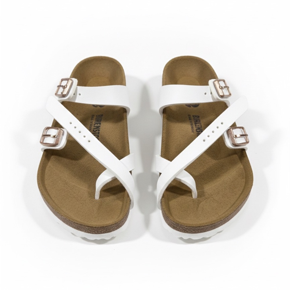 Birkenstock Kids White and Tan Sandals